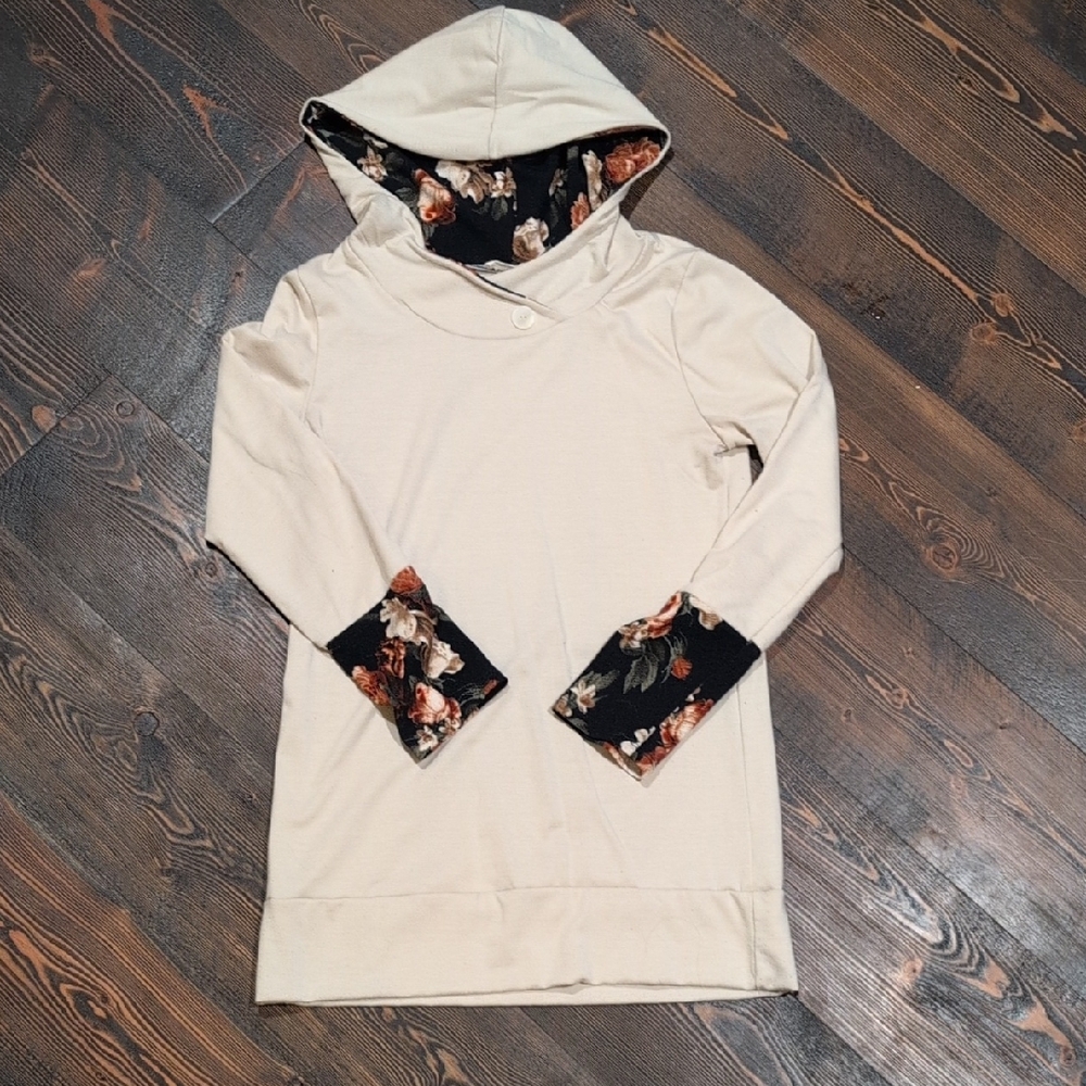 Twenty Second Navy and Blush Floral Accent Hoodie